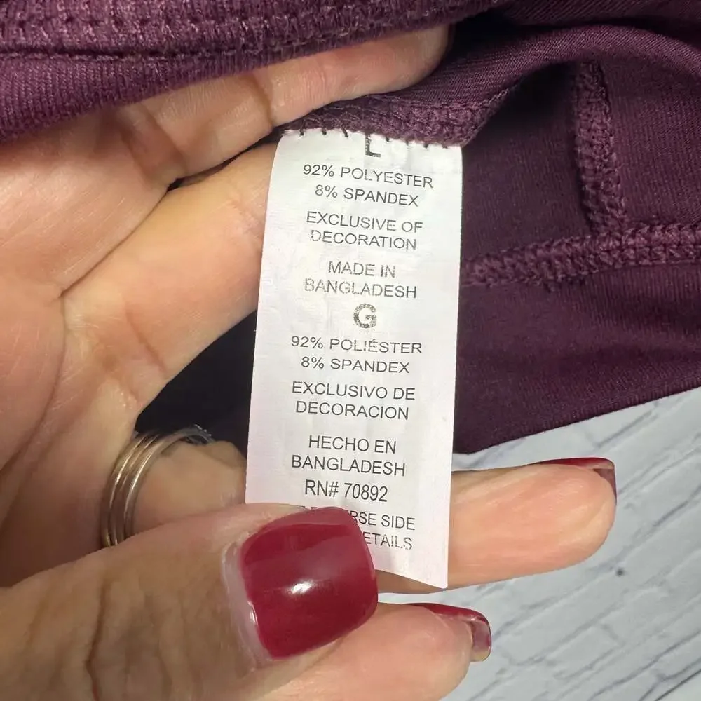 APANA Women's Burgundy Mauve Quarter Zip Pullover Zen Chaser Top Size L - Picture 6 of 7